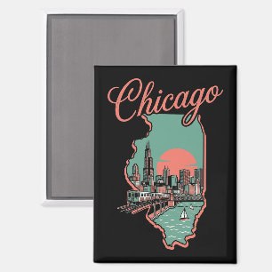 Vintage Chicago Illinois Stad Logo Magneet