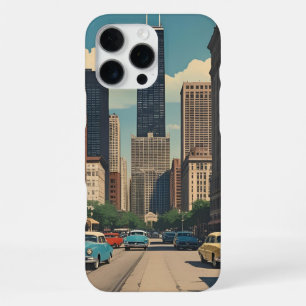 Vintage Chicago Illinois Stadssilhouet Retro Reis iPhone 16 Pro Max Hoesje