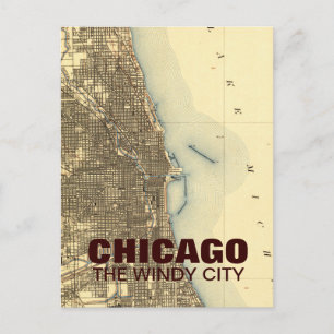 Vintage Chicago Map briefkaart