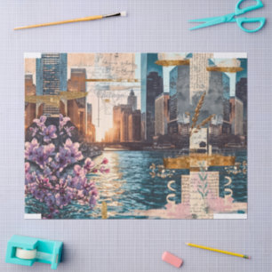 Vintage Chicago River Golden Reverie Tissuepapier