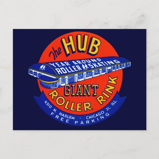 Vintage Chicago Roller Rink Briefkaart (Voorkant)
