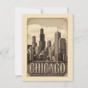 vintage chicago stad briefkaart