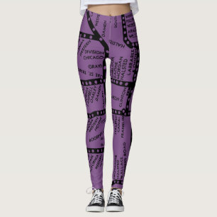 Vintage Chicago Subway Map met trein stopt Chicago Leggings