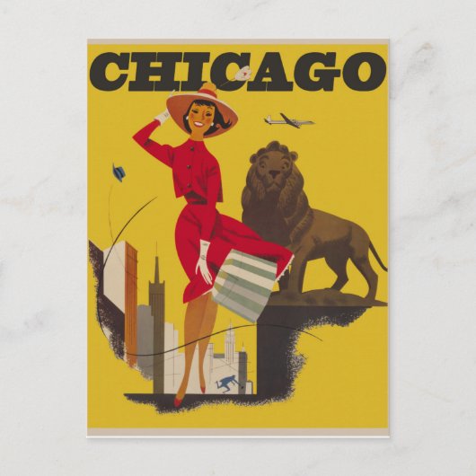 Vintage Chicago Travel Briefkaart (Voorkant)