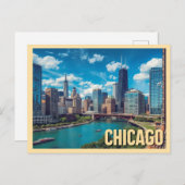 Vintage Chicago Travel Briefkaart (Voorkant / Achterkant)