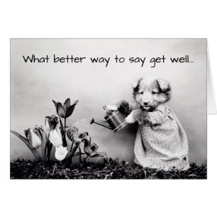 Vintage Chien habillé Get Well Card