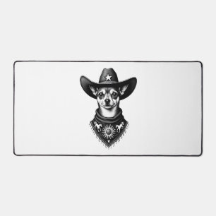 Vintage Chihuahua Cowboy Gravure Stijl Western D Bureaumat