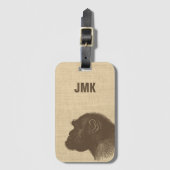 Vintage Chimpanzee Illustration Personalized Bagagelabel (Voorkant (verticaal))