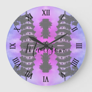 Vintage China Kanton de bloemrijke pagode Grote Kl Klok