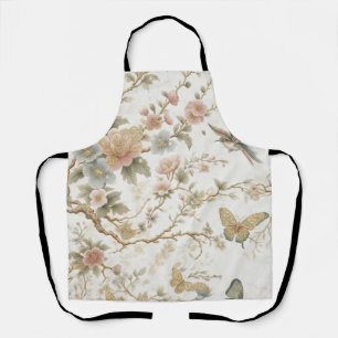 Vintage Chinees bloempatroon met kolibrie Schort