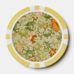 Vintage Chinese ornament Jones bloemen Poker Chips