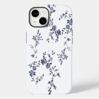 Vintage Chinoiserie Blauw & Wit Bloemmotief iPhone 14 Hoesje