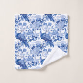 Vintage Chinoiserie Bleu Blanc Floral Peacocks (Gant de toilette)