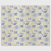 Vintage Chinoiserie Dishes Antique Damask Cadeaupapier (Vlak)