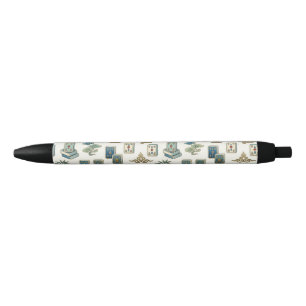 Vintage Chinoiserie Mahjong-tegel Zwarte Inkt Pen
