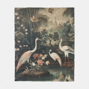 Vintage Chinoiserie Ooievaars Tuin Elegantie Fleece Deken