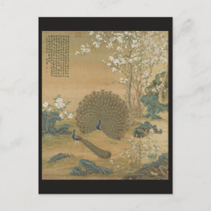 Vintage Chinoiserie Pauwentuin Kunstschilderij Briefkaart
