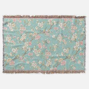 Vintage Chinoiserie Vogel en Bloesem Deken