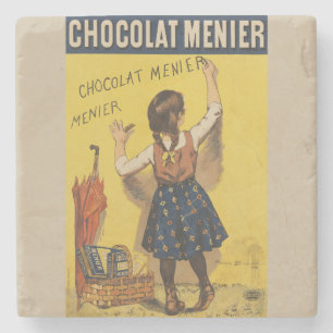 Vintage Chocolat Menier Frans Poster Bouisset Kuns Stenen Onderzetter