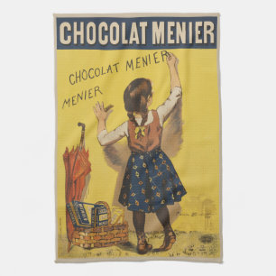 Vintage Chocolat Menier Frans Poster Bouisset Kuns Theedoek