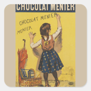 Vintage Chocolat Menier Frans Poster Bouisset Kuns Vierkante Sticker