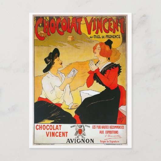 Vintage Chocolat Vincent Ad Briefkaart (Voorkant)