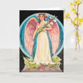 Vintage Christelijke engel Kaart (Gele Bloem)