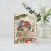 Vintage Christmas Airmail Carte postale Santa Clau (Debout devant)