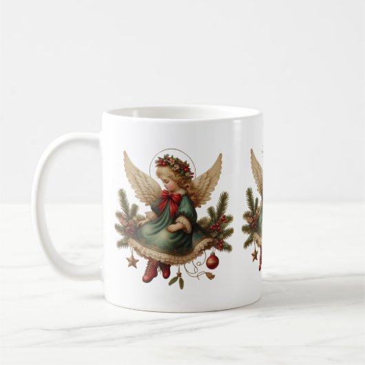 Vintage Christmas Angel Coffee Mug (Gauche)
