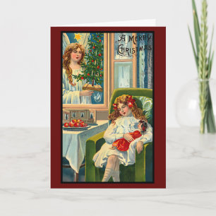 Vintage Christmas Angel Retro Aangepaste tekst Kaart