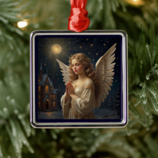 Vintage Christmas Angel Sterrennacht Metalen Ornament