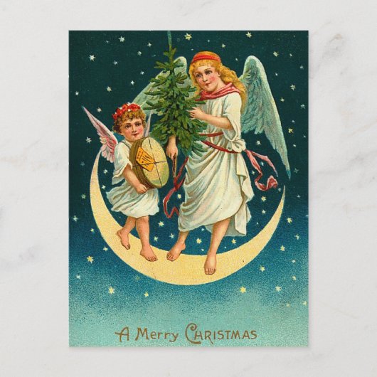 Vintage Christmas Angels Briefkaart (Voorkant)