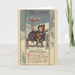 Vintage Christmas Bagpipes Kerst Kaart