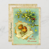 Vintage Christmas Birds Briefkaart (Voorkant / Achterkant)