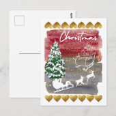 Vintage Christmas Briefkaart (Voorkant / Achterkant)