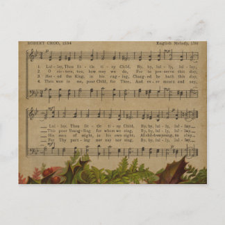 Vintage Christmas Carol Music Sheet Feestdagenkaart