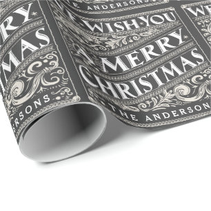 VINTAGE CHRISTMAS CHALKBOARD PERSONALIZED WRAPPING CADEAUPAPIER
