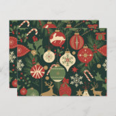 Vintage Christmas Cheer Pattern Feestdagenkaart (Voorkant / Achterkant)