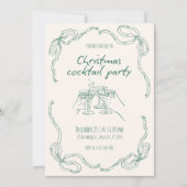 Vintage Christmas Cocktail Party Kaart (Voorkant)