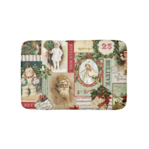 VINTAGE CHRISTMAS COLLAGE BADMAT
