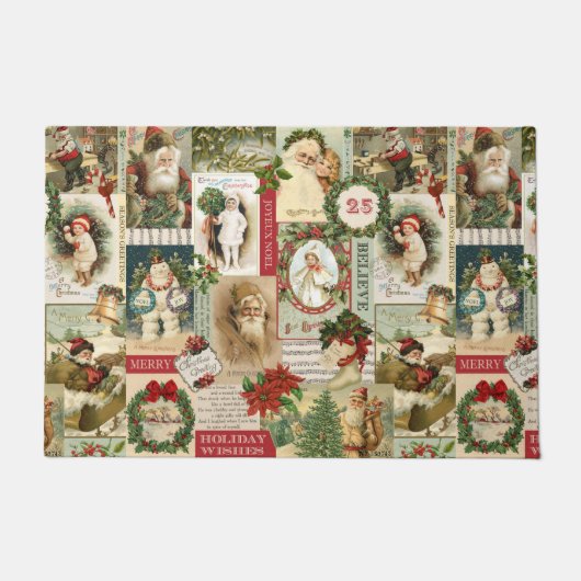 VINTAGE CHRISTMAS COLLAGE DEURMAT (Voorkant)