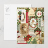 VINTAGE CHRISTMAS COLLAGE FEESTDAGENKAART (Voorkant / Achterkant)