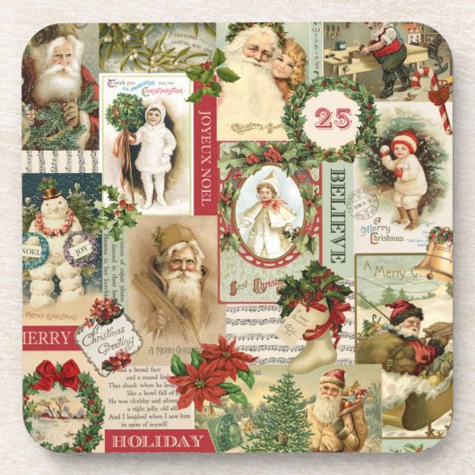 VINTAGE CHRISTMAS COLLAGE ONDERZETTER (Voorkant)