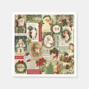 VINTAGE CHRISTMAS COLLAGE SERVETTEN