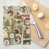 VINTAGE CHRISTMAS COLLAGE THEEDOEK (Quarter Fold)