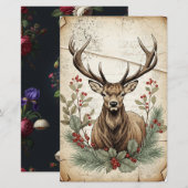 Vintage Christmas Deer Decoupage Art (Voorkant / Achterkant)