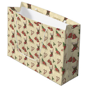 Vintage Christmas Elements Grand sac cadeau