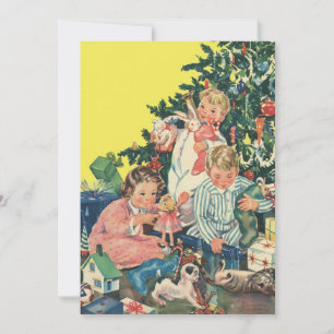 Vintage Christmas, Enfants avec Invitation Cadeaux