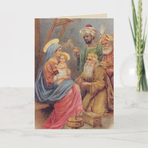 Vintage Christmas Epiphany Three Kings Feestdagen Kaart