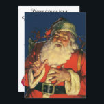 Vintage Christmas Eve Retro Santa Claus Invitation<br><div class="desc">Facile de customiser l'invitation de fête de Noël,  juste ajouter vos informations! Illustration vintage Joyeux Noël design avec un joyeux et joyeux Père Noël avec une longue barbe blanche et un casquette portant un sac plein de jouets le soir de Noël.</div>